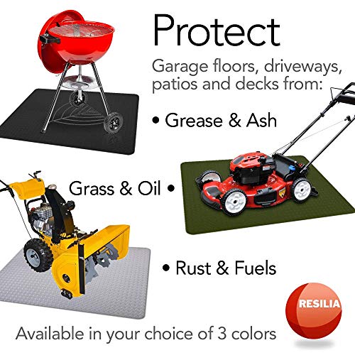 Garage Mat Prevents Stains Decorative Embossed Diamond Plate Pattern Black (12 Sq Ft)