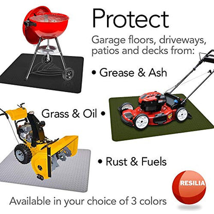 Garage Mat Prevents Stains Decorative Embossed Diamond Plate Pattern Black (12 Sq Ft)