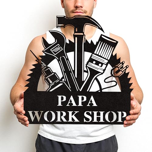 Custom Garage Workshop Metal Sign Personalized Tool Name Wall Art for Car Truck Mechanic Shop Decor Durable Steel Sign for Dad Husband Men’s Auto Workspace or Fence