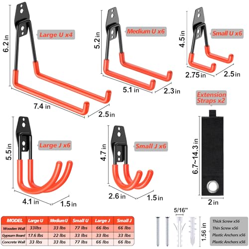 MKRUI 30 Pack Garage Hooks for Storage & Hanging Items