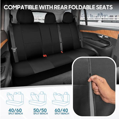 PolyPro Black Car Seat Covers Full Set with Matching Carpet Floor Mats