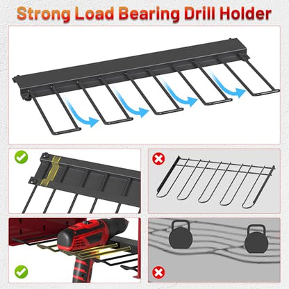 Power Tool Organizer Wall Mount with Charging Station & 8 Outlet