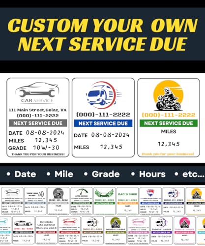 Oil Change Stickers for Windshield Personalized with Your Logo (500 Count)