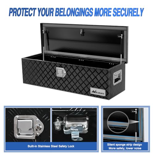 39 Inch Truck Tool Box Heavy Duty Aluminum Stripes Plated
