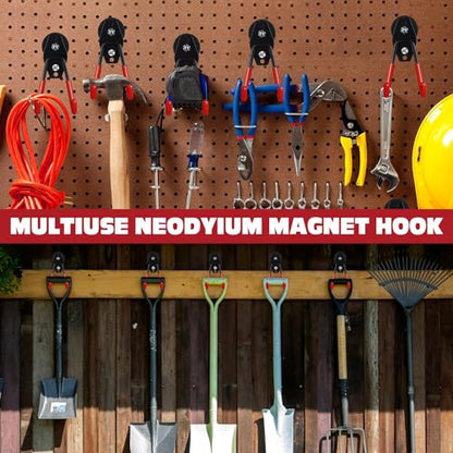 10 Pcs Large Magnetic Hooks Heavy Duty Garage Magnet Hooks Strong Storage Utility Magnetic Hangers with Anti Slip Rubber Coating for Indoor and Outdoor Hanging