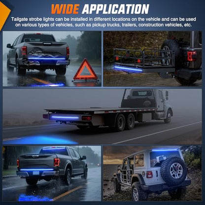 48 Inch 288 LED Tailgate Strobe Light Strip Blue
