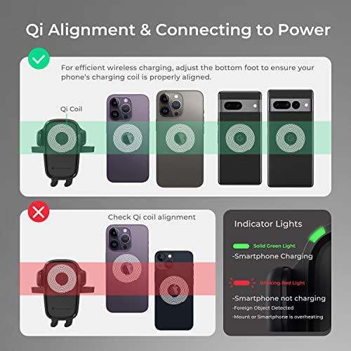 Car Charger Easy One Touch Wireless 2 Qi Charging Dashboard Phone Mount for iPhone