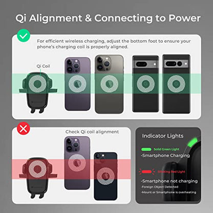 Car Charger Easy One Touch Wireless 2 Qi Charging Dashboard Phone Mount for iPhone