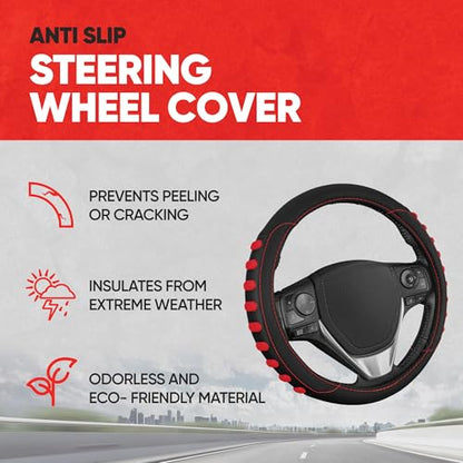 FlexGrip Red Steering Wheel Cover for Cars