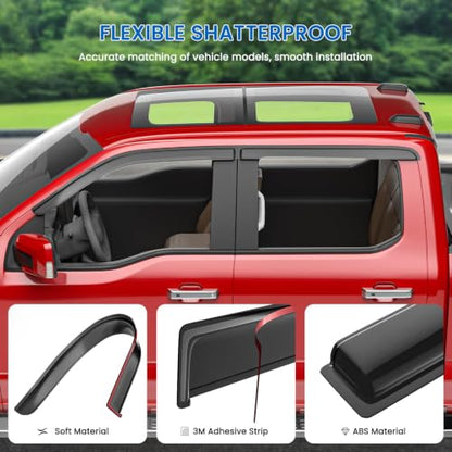 Window Visors Rain Guards Compatible with 2017 (4 Count)
