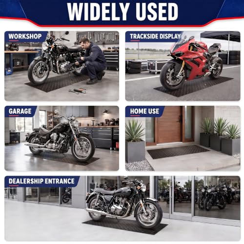 Motorcycle Mat Garage Floor Rug Washable Parking Mats for Garage Floors Non Slip Oil Absorbent Pad Rubber Backing Layer Protects Floor