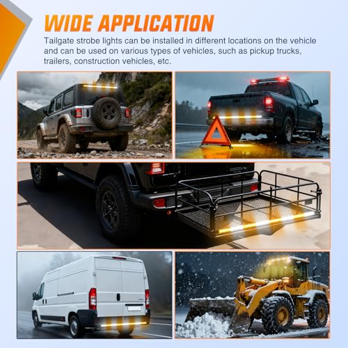 49 Inch Emergency Strobe Light Strips with Controller Amber White