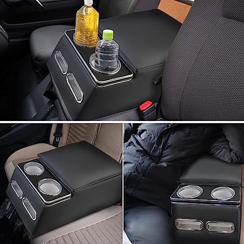 Center Console Organizer with Cup Holder& Phone Holder for Car & Van & Truck Floor Cab Back Bench Seat Armrest Middle Storage Box