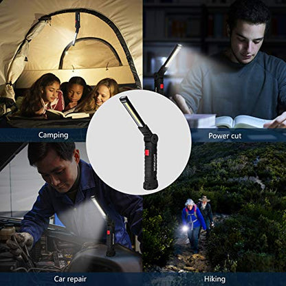 Tool Gifts for Men 2Pack Rechargeable LED Work Lights with Magnetic Base (2 Count)