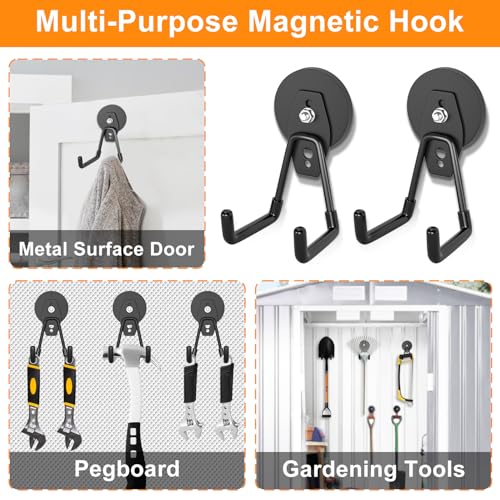 Strong Magnetic Hooks Large Rare Earth Magnet Hooks Heavy Duty Utility Magnetic Tool Holder for Garage Organization (6 Count)