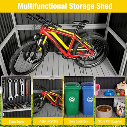 Outdoor Storage Cabinet Trash Can Storage Shed Upgraded with Metal Frame for Garbage Can