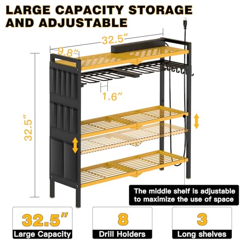 Power Tool Organizer Cart with Charging Station