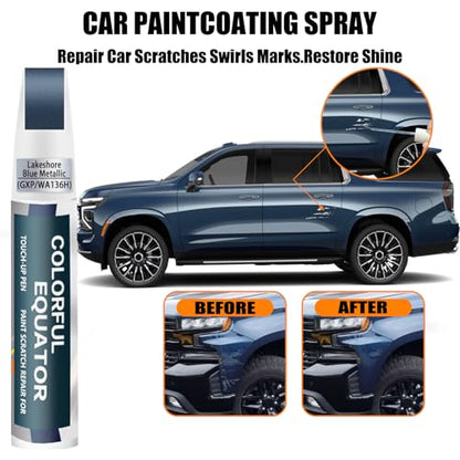 GXP/WA136H Lakeshore Blue Metallic) Touch Up Paint Compatible with Chevrolet, Car Paint Pen Scratch Repair Two-In-One Touch Up Paint, Premium Car Scratch Remover for Deep Scratches