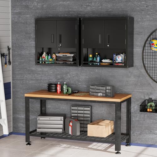 Garage Wall Cabinet with Locking Doors and Adjustable Shelf