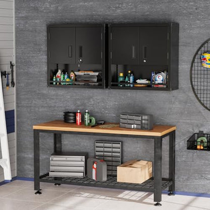 Garage Wall Cabinet with Locking Doors and Adjustable Shelf