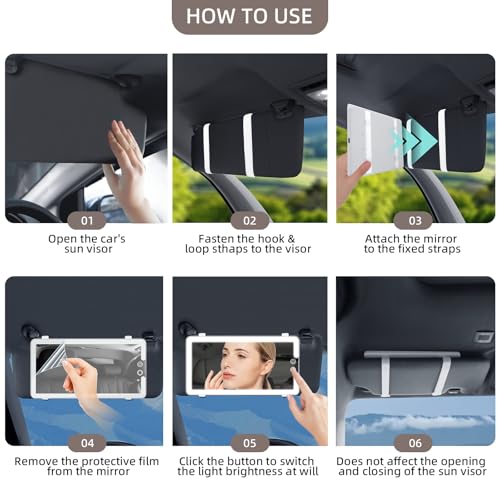 Car Visor Vanity Mirror with Light