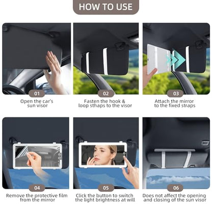 Car Visor Vanity Mirror with Light