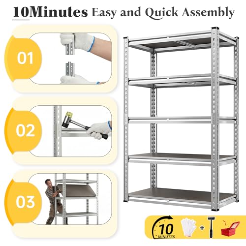 Galvanized Garage Shelving with PP Boards for Pantry Office Garage (2 Count)