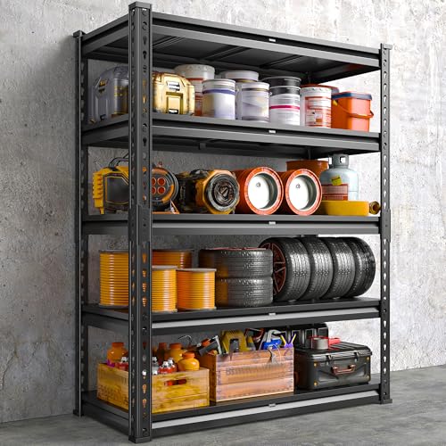 72.1" H Garage Shelving 2000LBS Storage Shelves Heavy Duty Metal Shelving 5 Tier Garage Storage Shelves for Commercial Warehouse Pantry Kitchen 72.1" H x 40.1" W x 18.1" D (5 Count)