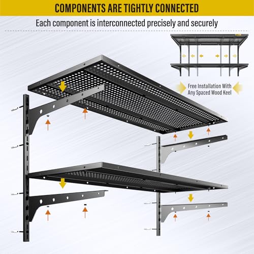 2 Tier 1.3x3ft Garage Shelving Wall Mounted (2 Count)