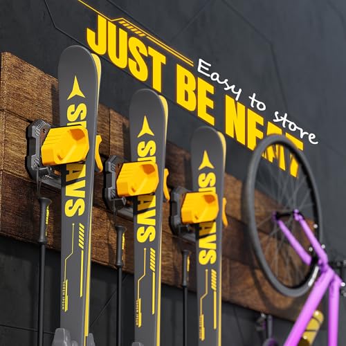 Ski & Snowboard Wall Rack for Garage Wall Fits Any Ski