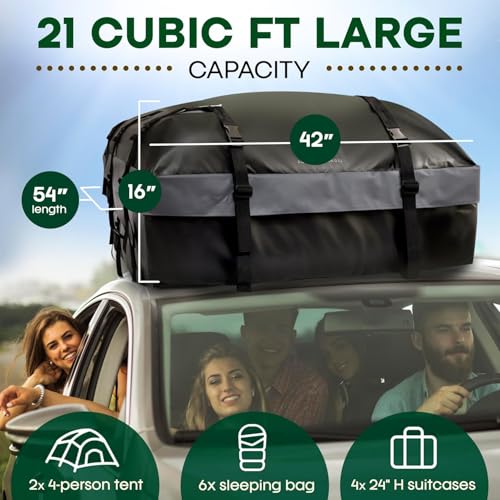 21 Cubic Feet Car Rooftop Soft Shell Cargo Carrier