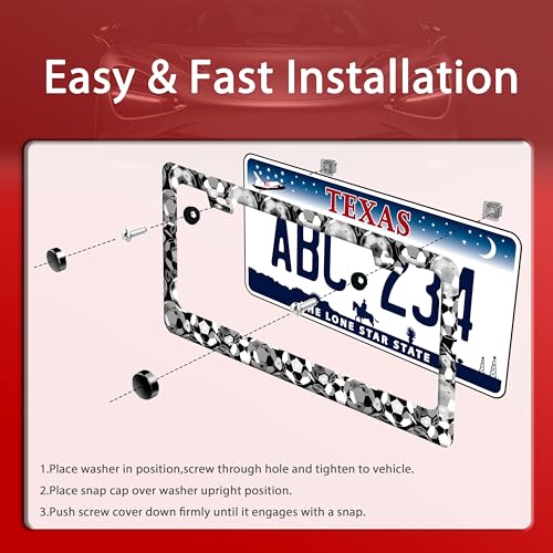 Soccer Ball License Plate Frame Stainless Steel Funny Sports License Holder