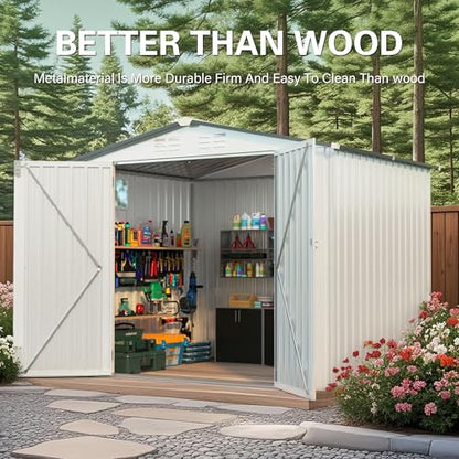 8x6 FT Outdoor Storage Shed with Windows