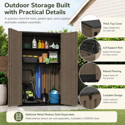 53 Cu.Ft Tall Outdoor Storage Shed with Reinforced Floor