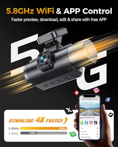 4K 3 Channel Dash Cam Front and Rear Inside
