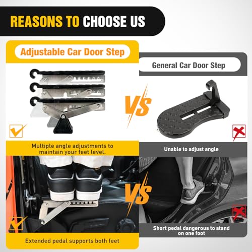 Car Door Step Universal Aluminum Latch Step for Car Roof Access Portable Folding Car Door Latch Hook Step Multi
