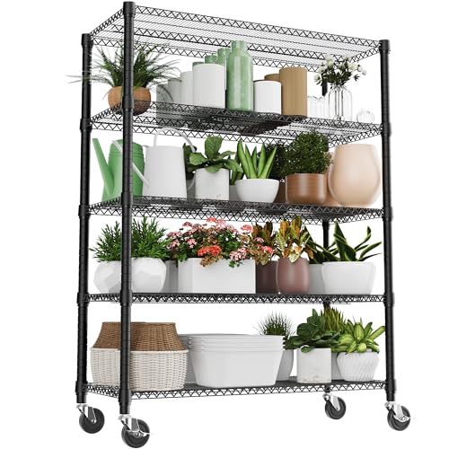 3300LBS 53.1" W 5 Tiers Shelf Steel Storage Shelving Utility Shelving Unit Steel Organizer Wire Rack for Home