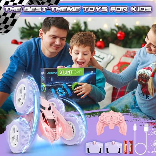 Pink Purple RC Stunt Car for Kids