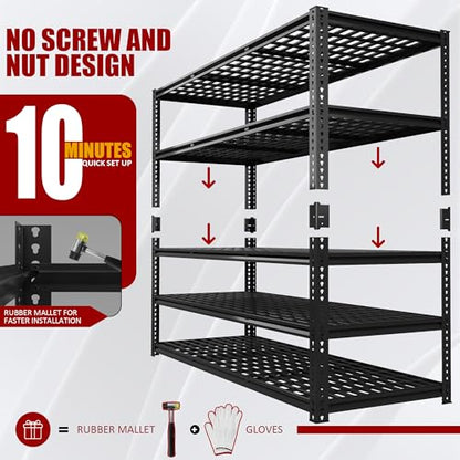 60" W Garage Shelving 5 Tier Heavy Duty Storage Shelves 3030LBS