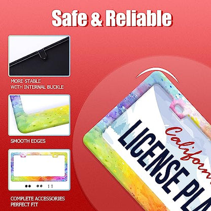 Colorful Rainbow License Plate Frame Stainless Steel Decorative 12.3"x6.3"