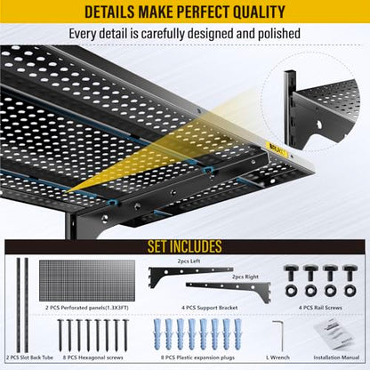 2 Tier 1.3x3ft Garage Shelving Wall Mounted (2 Count)