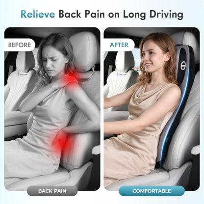 Memory Foam Lumbar Support and Headrest Pillow for Car Ergonomic Integrated Widened Design Head Neck Lumbar Support Breathable Washable Cushion for Car Truck Seat Long Driving Back Pain Relief