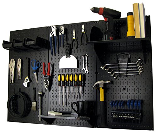 Pegboard Organizer 4 ft. Metal Pegboard Standard Tool Storage Kit with Black Toolboard and Black Accessories