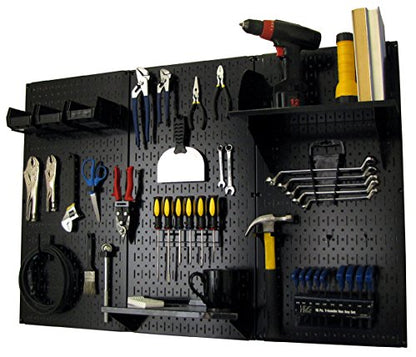 Pegboard Organizer 4 ft. Metal Pegboard Standard Tool Storage Kit with Black Toolboard and Black Accessories