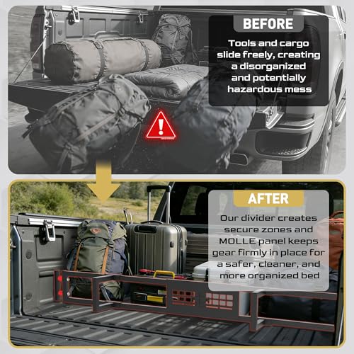Truck Bed Divider with MOLLE Panel Aluminum Foldable Cargo Divider fit 2019