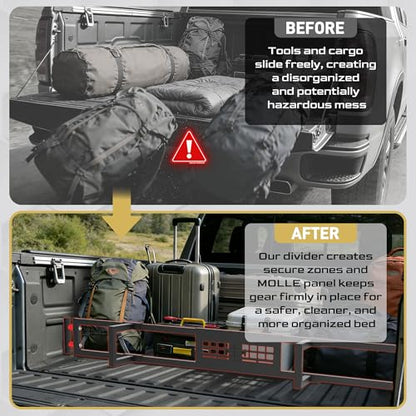Truck Bed Divider with MOLLE Panel Aluminum Foldable Cargo Divider fit 2019