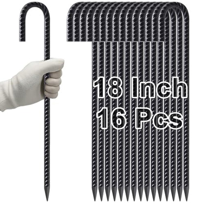 Rebar Stakes 18 Inch J Hook Heavy Duty (16 Count)