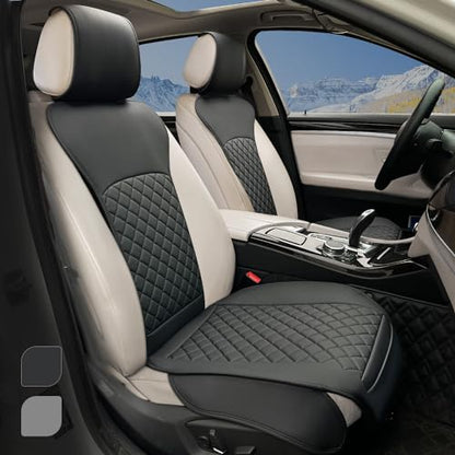 2 Pack Leather Front Car Seat Covers with Side Wrap Black (2 Count)