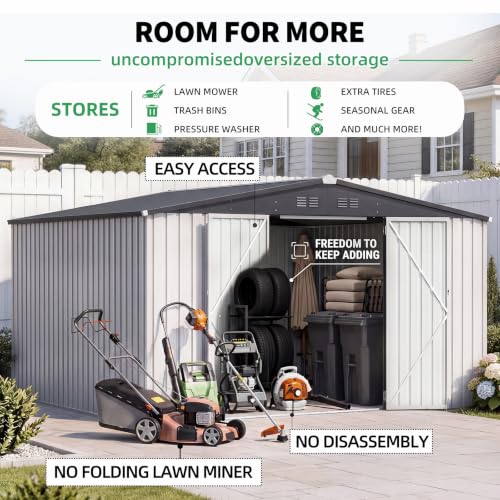 12' x 12' Large Waterproof Metal Outdoor Storage Shed