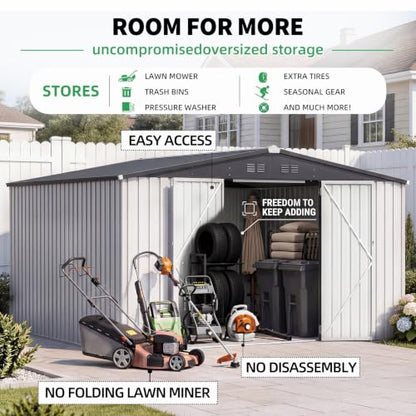 12' x 12' Large Waterproof Metal Outdoor Storage Shed